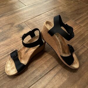Papillio by Birkenstock- Soley Black Wedges with Cork Sole